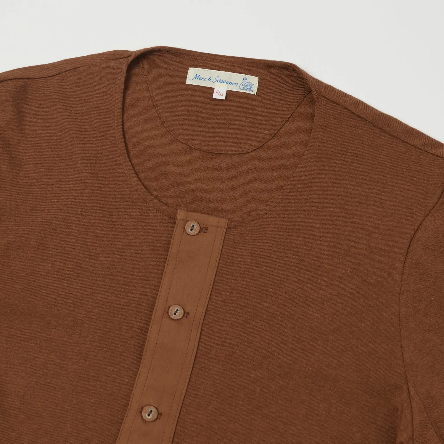 Merz b. Schwanen 102 Loopwheel Henley Shirt - Tan