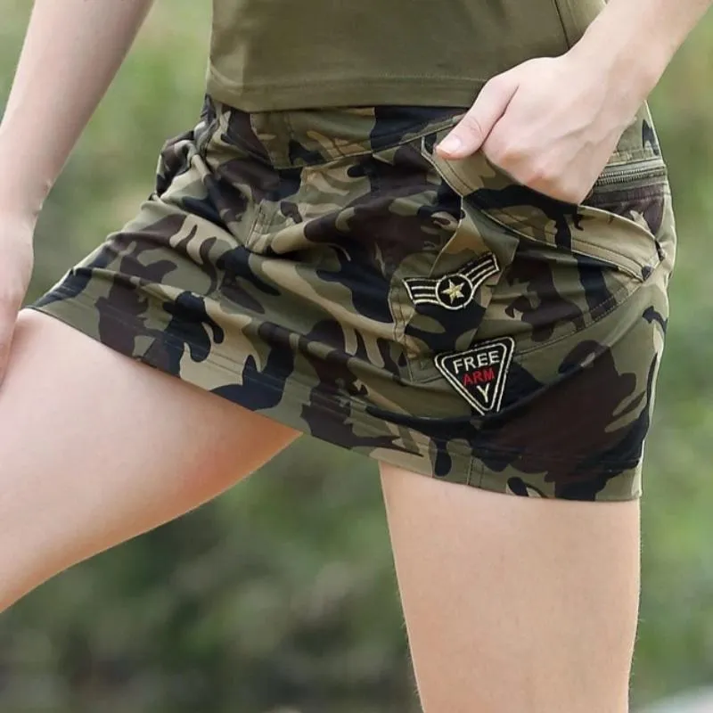 Military Camouflage Design Mid Waist Summer Skirt