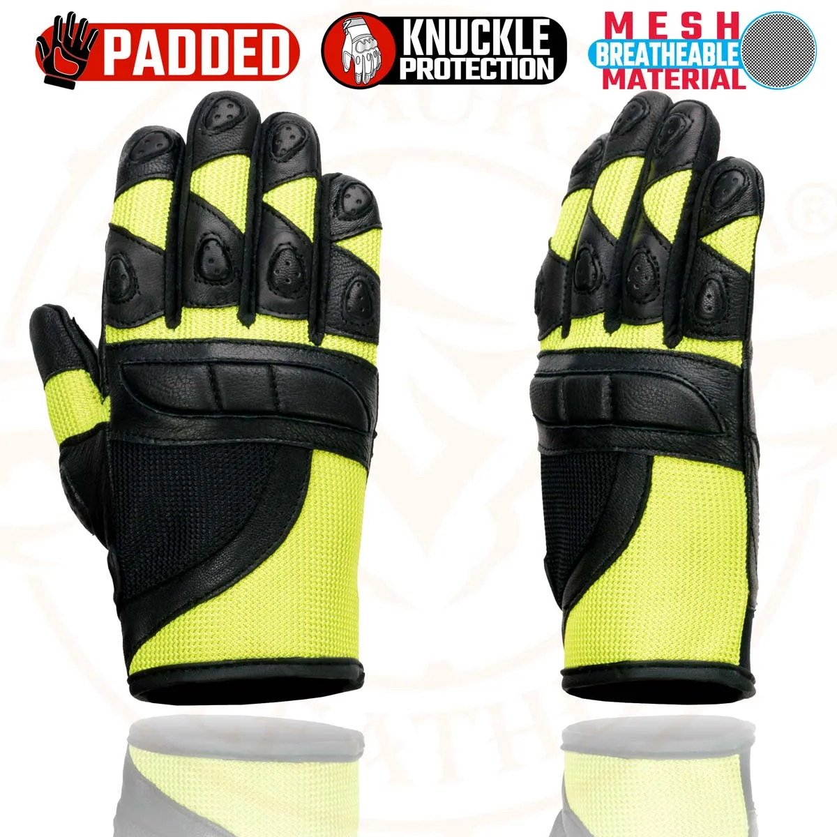 Milwaukee Leather MG7740 Women's Black Leather and Neon Green Mesh