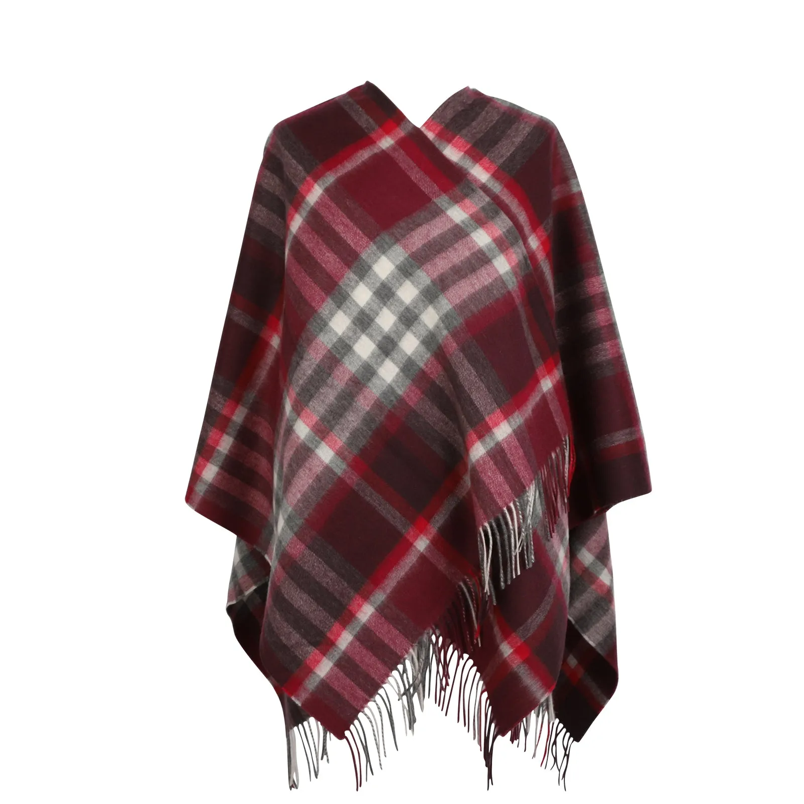 Mini Me Children’s Cape Chequer Tartan 90/10 Cashmere Damson