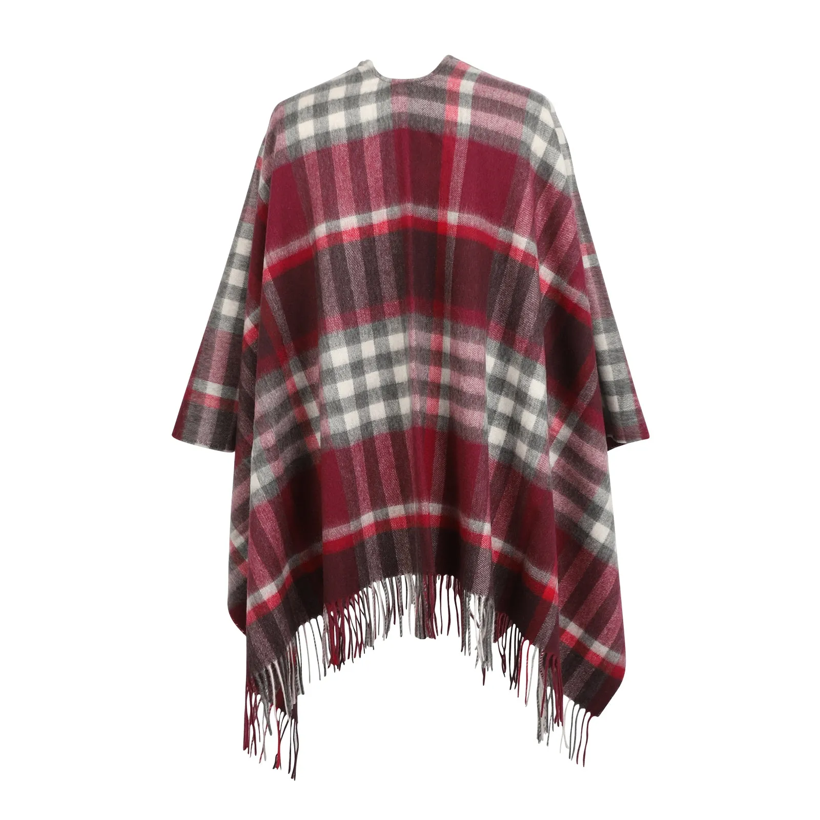 Mini Me Children’s Cape Chequer Tartan 90/10 Cashmere Damson