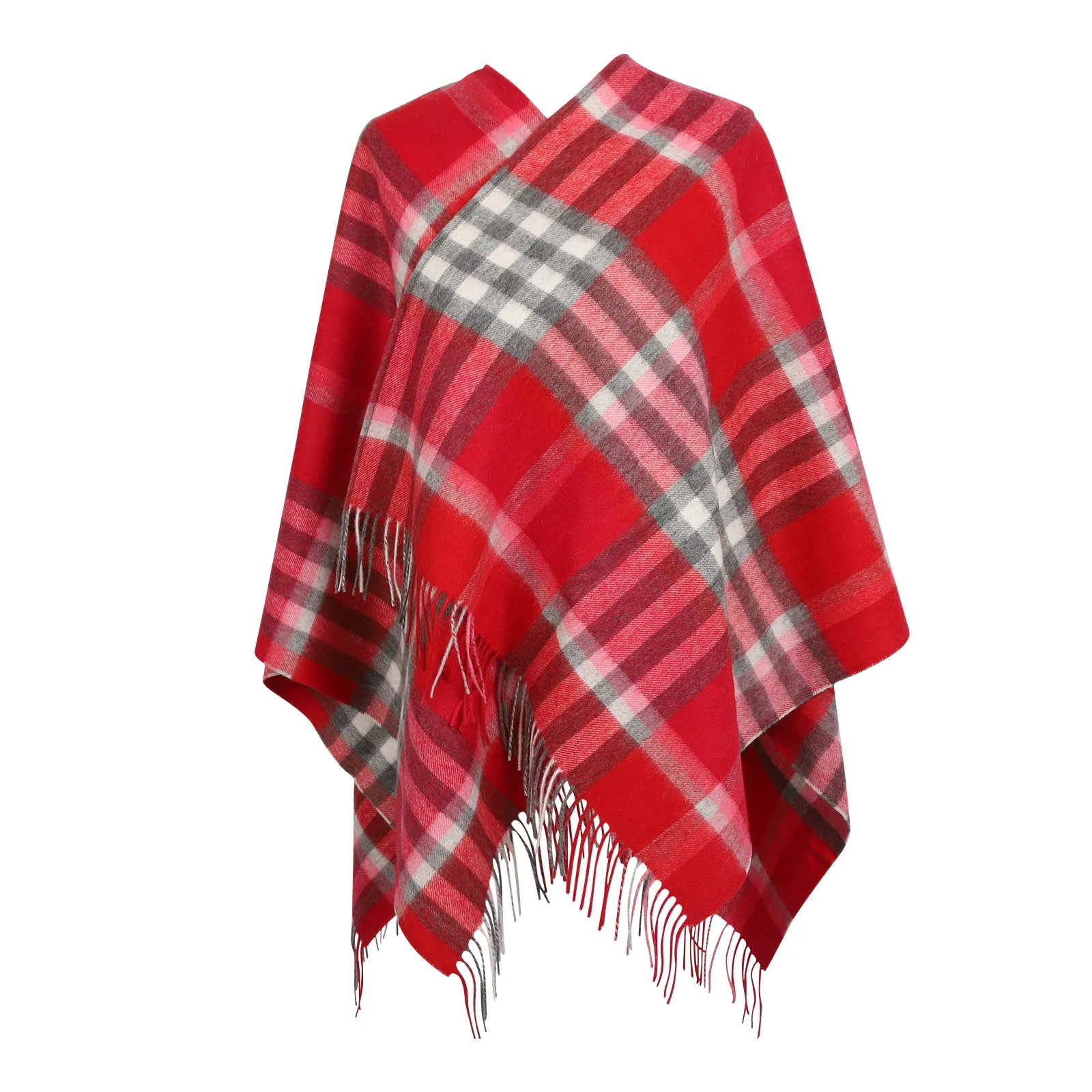 Mini Me Children’s Cape Chequer Tartan 90/10 Cashmere Red