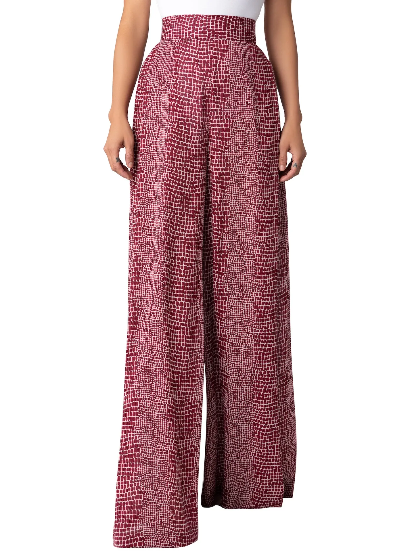 “Miranda” Burgundy Wide Leg Pants