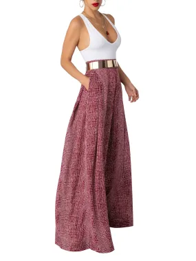 “Miranda” Burgundy Wide Leg Pants