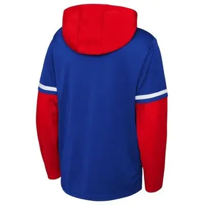 MLB Chicago Cubs Boys' Long Sleeve Twofer Poly Hooded Sweatshirt