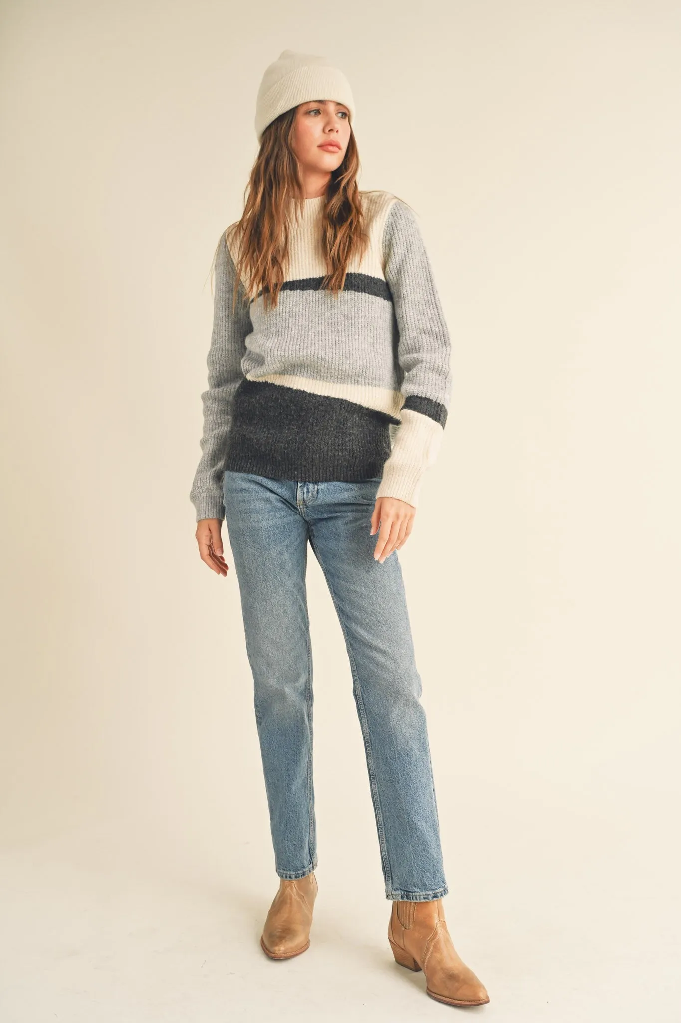 MOCK COLORBLOCK SWEATER