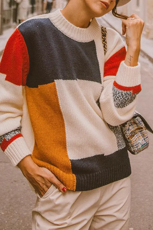 Multi-color Casual Pullover Sweatshirt