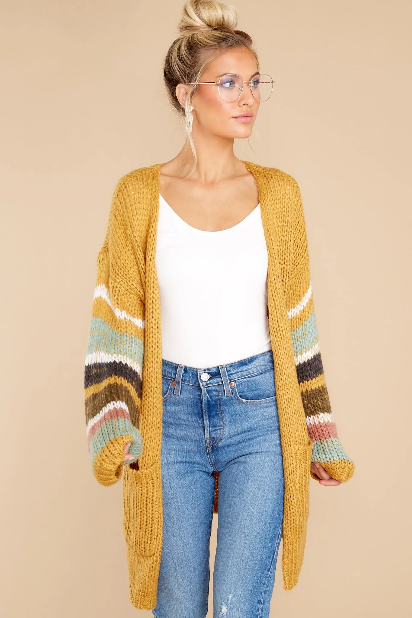 Natural Charm Goldenrod Multi Cardigan