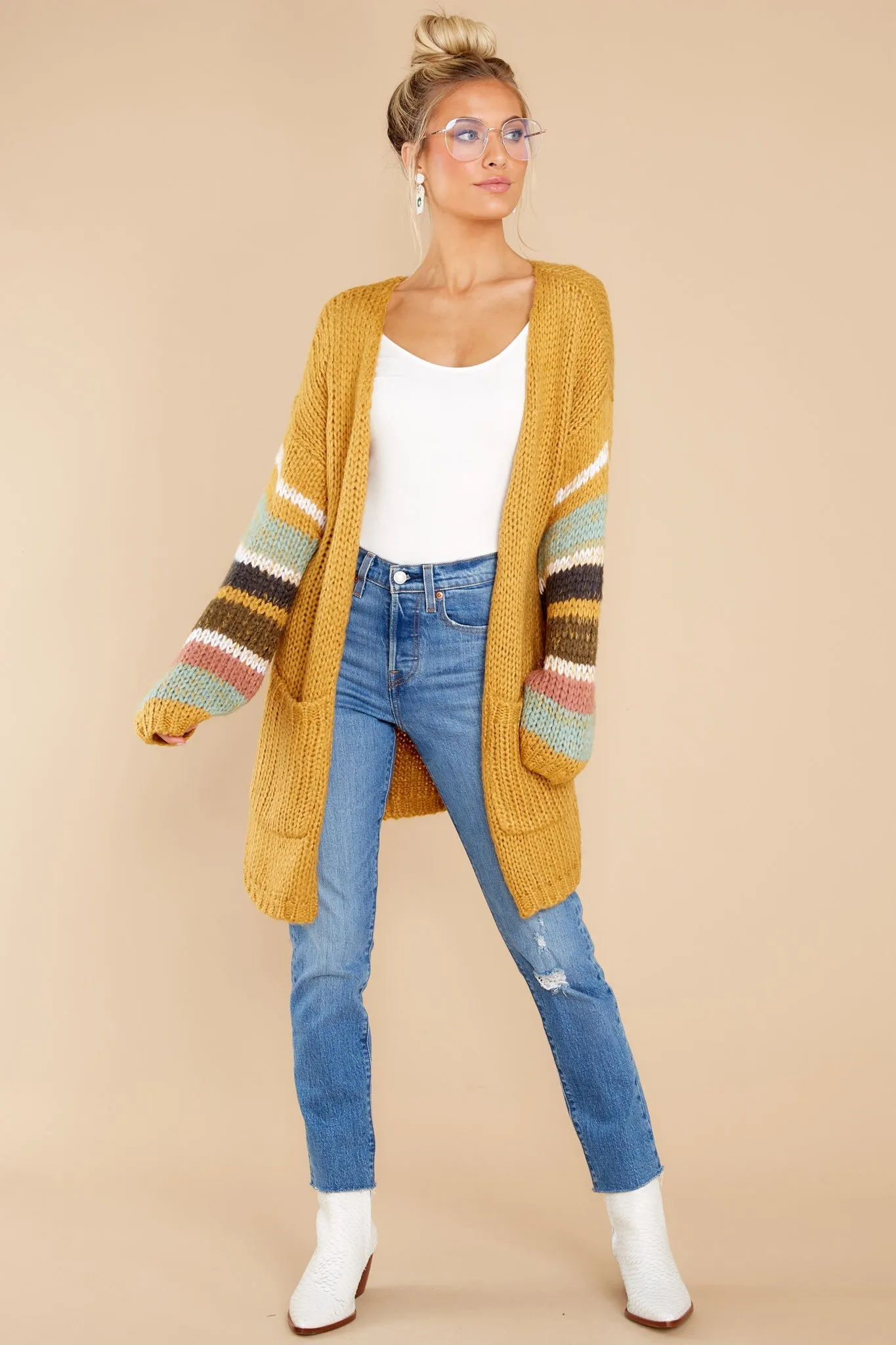 Natural Charm Goldenrod Multi Cardigan