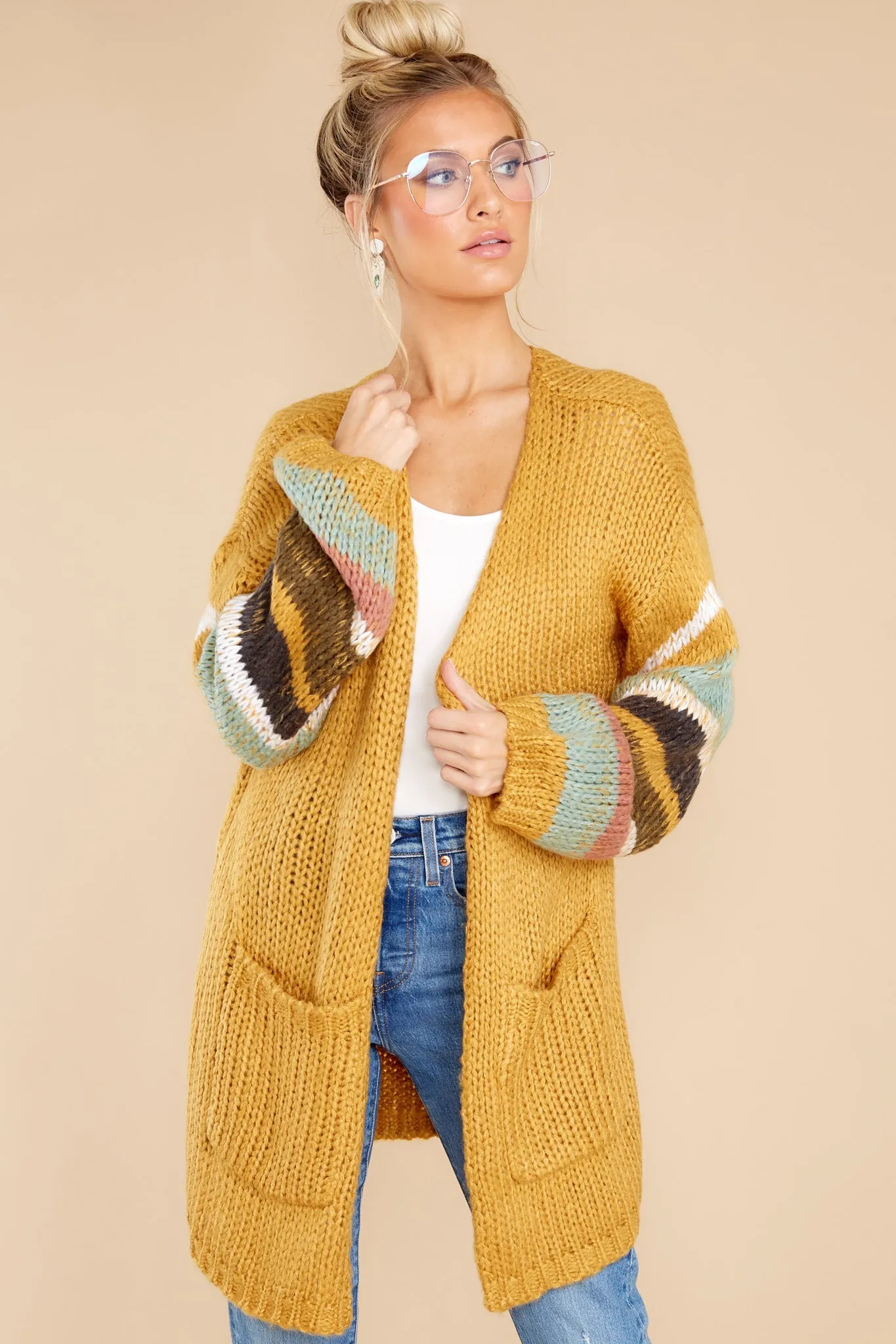 Natural Charm Goldenrod Multi Cardigan