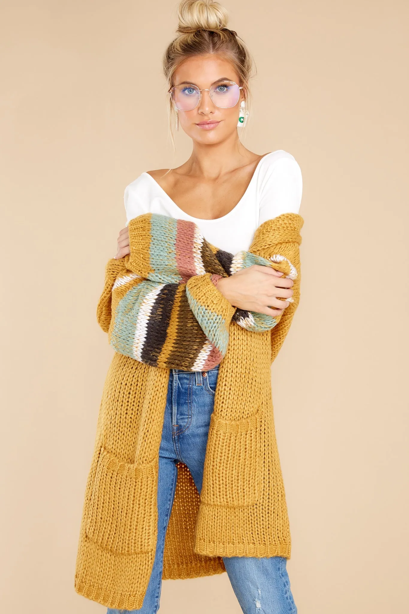 Natural Charm Goldenrod Multi Cardigan