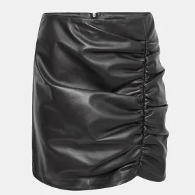 New Collection Women’s Ruched Leather Mini Skirt