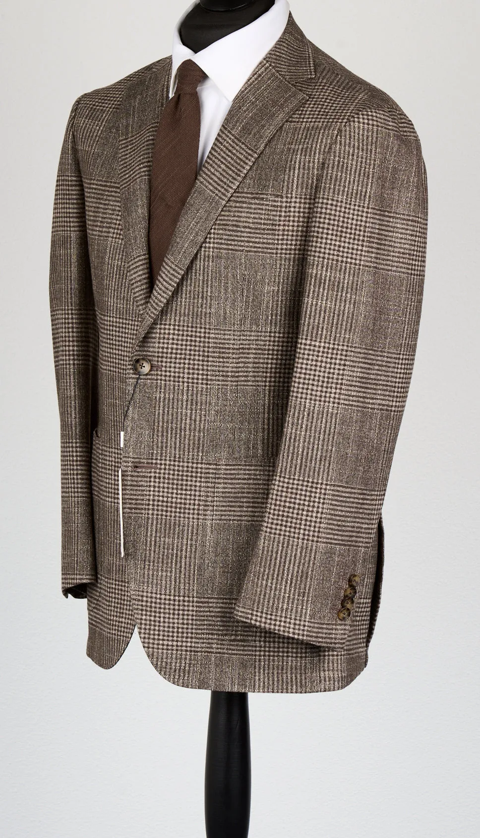 New Suitsupply Havana Brown Check Wool, Tussah Silk and Cashmere Blazer - Size 36R, 40R, 40L, 42R