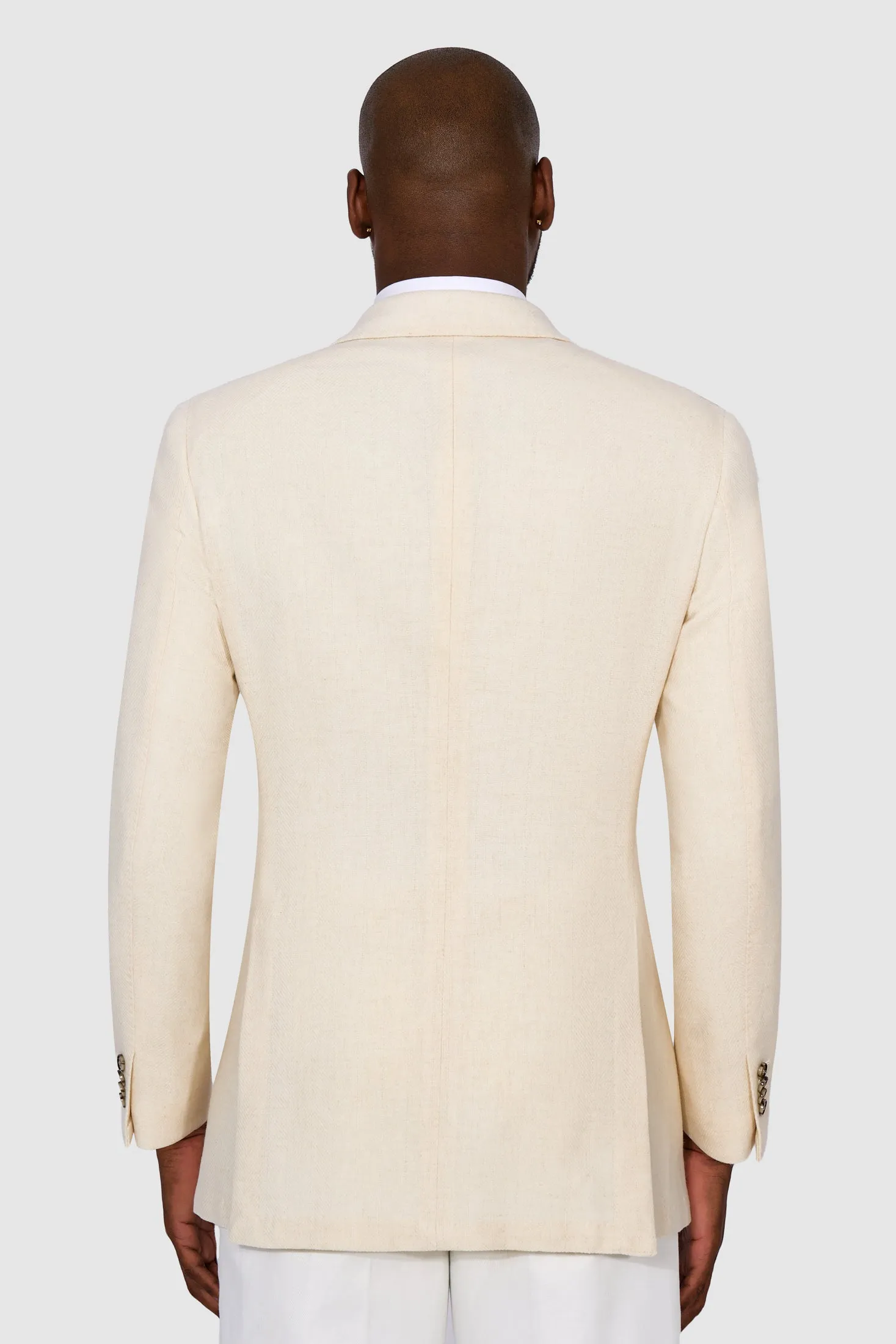 New Suitsupply Havana Off White Herringbone Wool and Cashmere Unlined Blazer - Size 38R, 40R, 42L and 44L