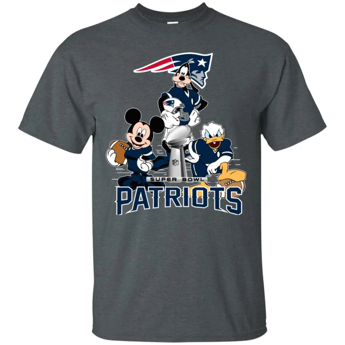 Nfl - New England Patriots Donald Duck Goofy Mickey Mouse Super Bowl 2019 Football Men Cotton T-Shirt