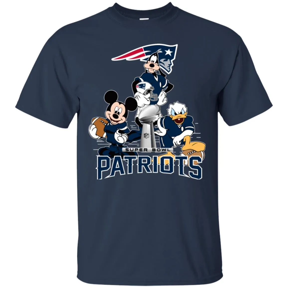 Nfl - New England Patriots Donald Duck Goofy Mickey Mouse Super Bowl 2019 Football Men Cotton T-Shirt