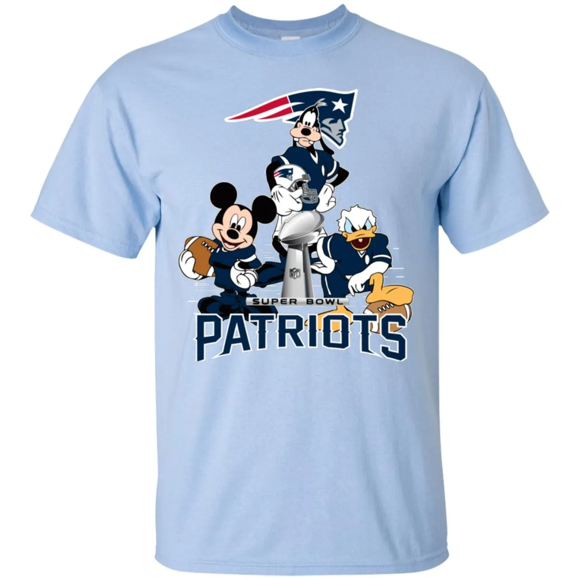 Nfl - New England Patriots Donald Duck Goofy Mickey Mouse Super Bowl 2019 Football Men Cotton T-Shirt