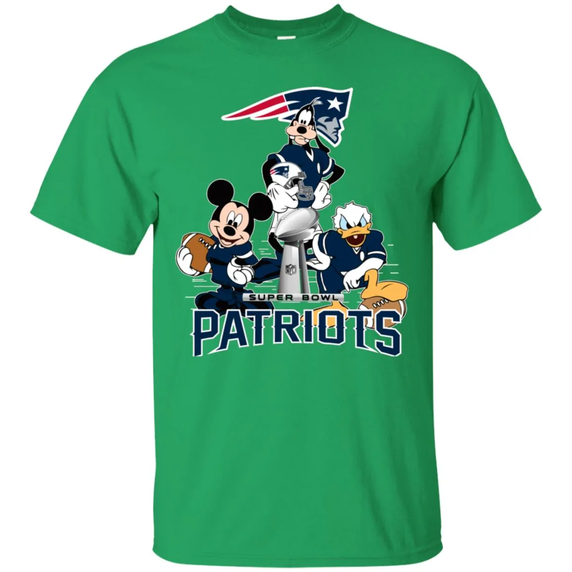 Nfl - New England Patriots Donald Duck Goofy Mickey Mouse Super Bowl 2019 Football Men Cotton T-Shirt