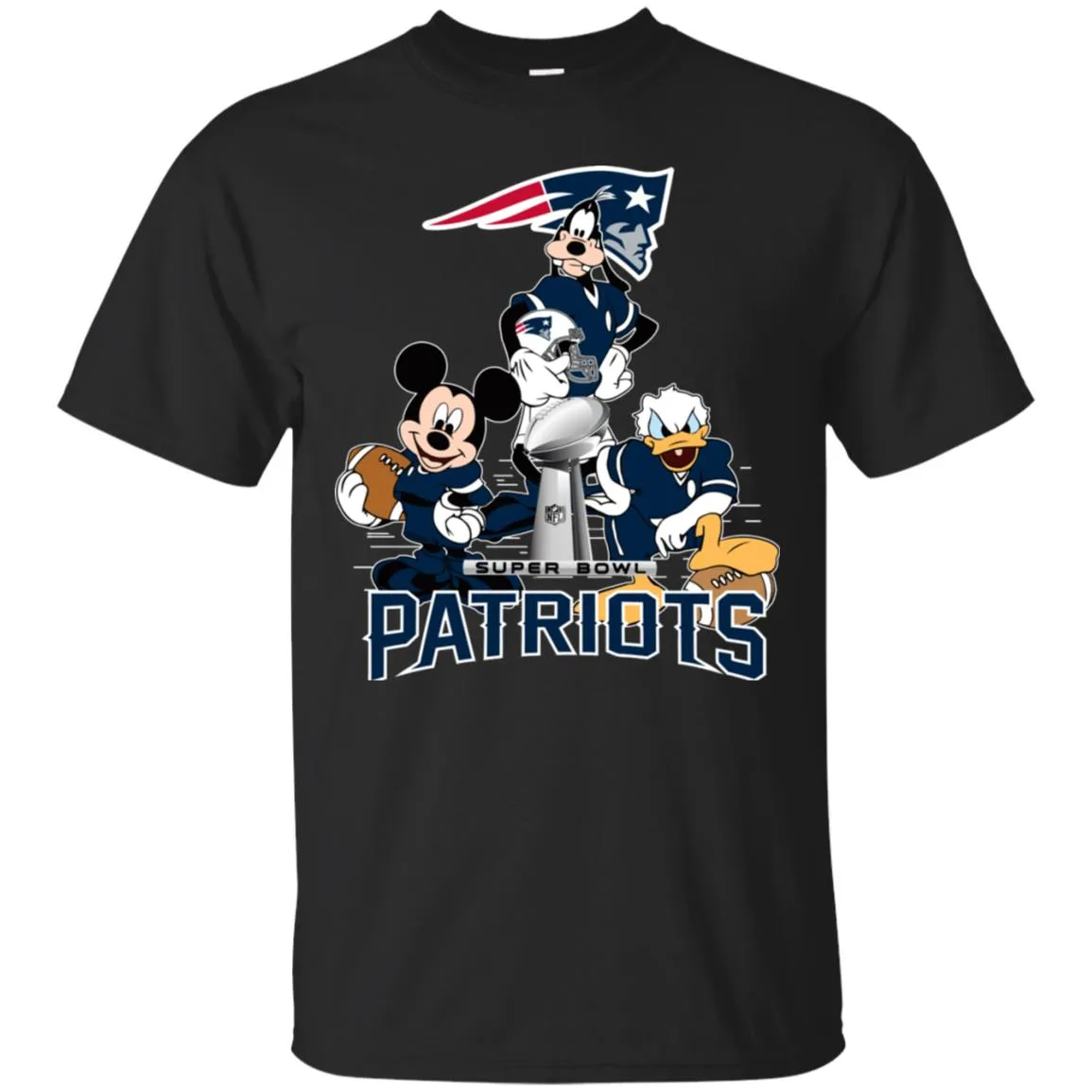 Nfl - New England Patriots Donald Duck Goofy Mickey Mouse Super Bowl 2019 Football Men Cotton T-Shirt