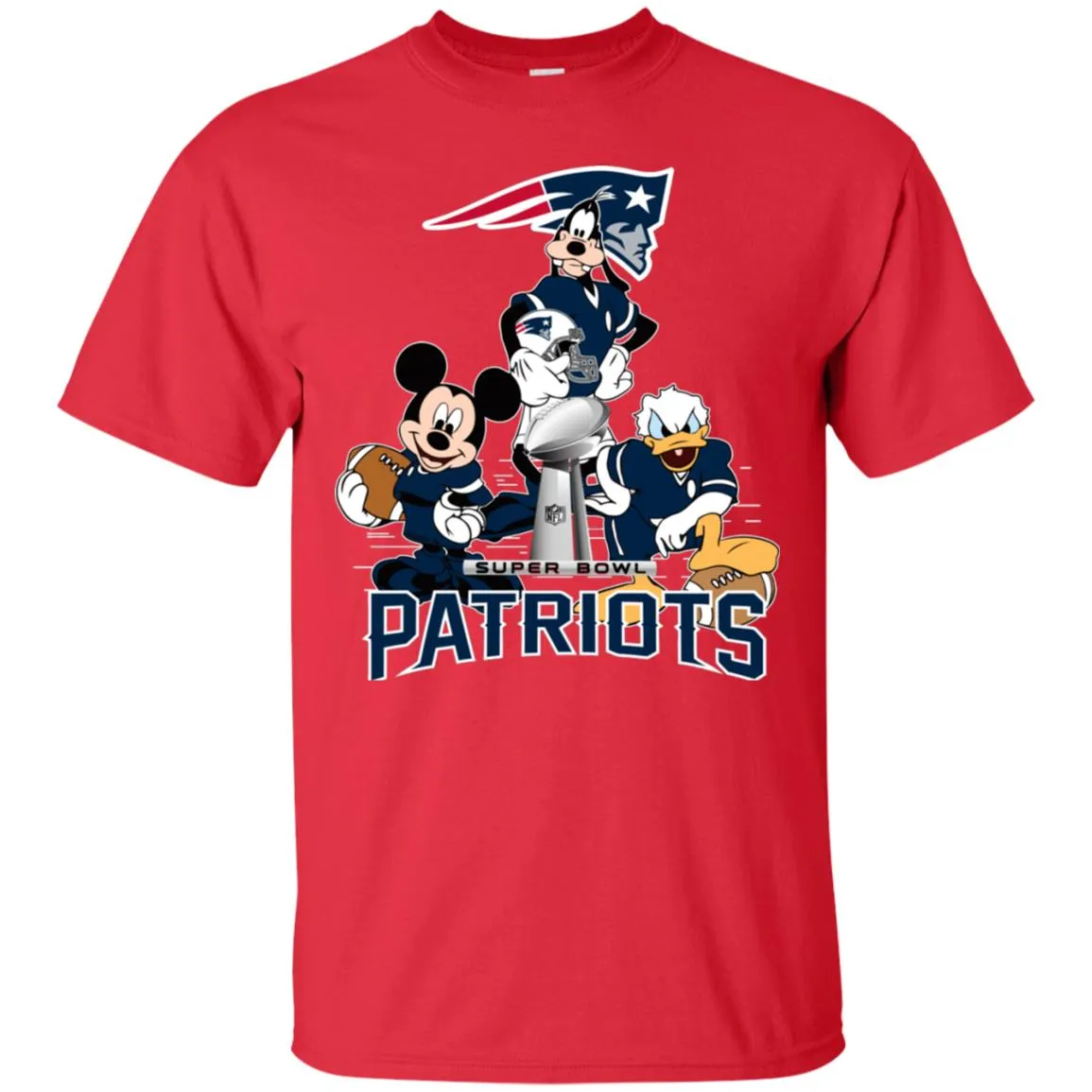 Nfl - New England Patriots Donald Duck Goofy Mickey Mouse Super Bowl 2019 Football Men Cotton T-Shirt