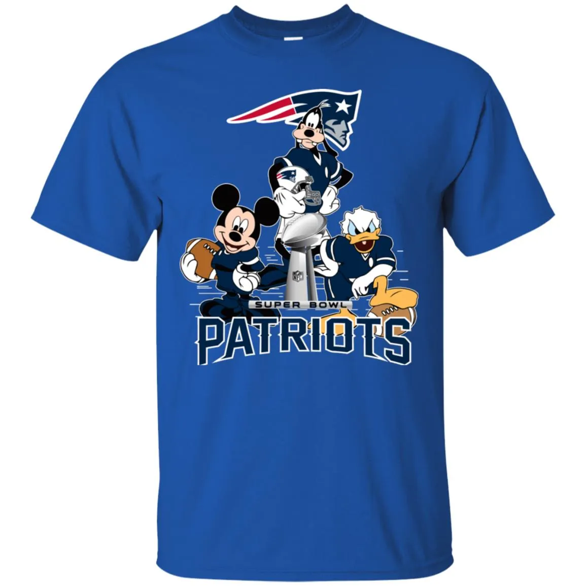 Nfl - New England Patriots Donald Duck Goofy Mickey Mouse Super Bowl 2019 Football Men Cotton T-Shirt