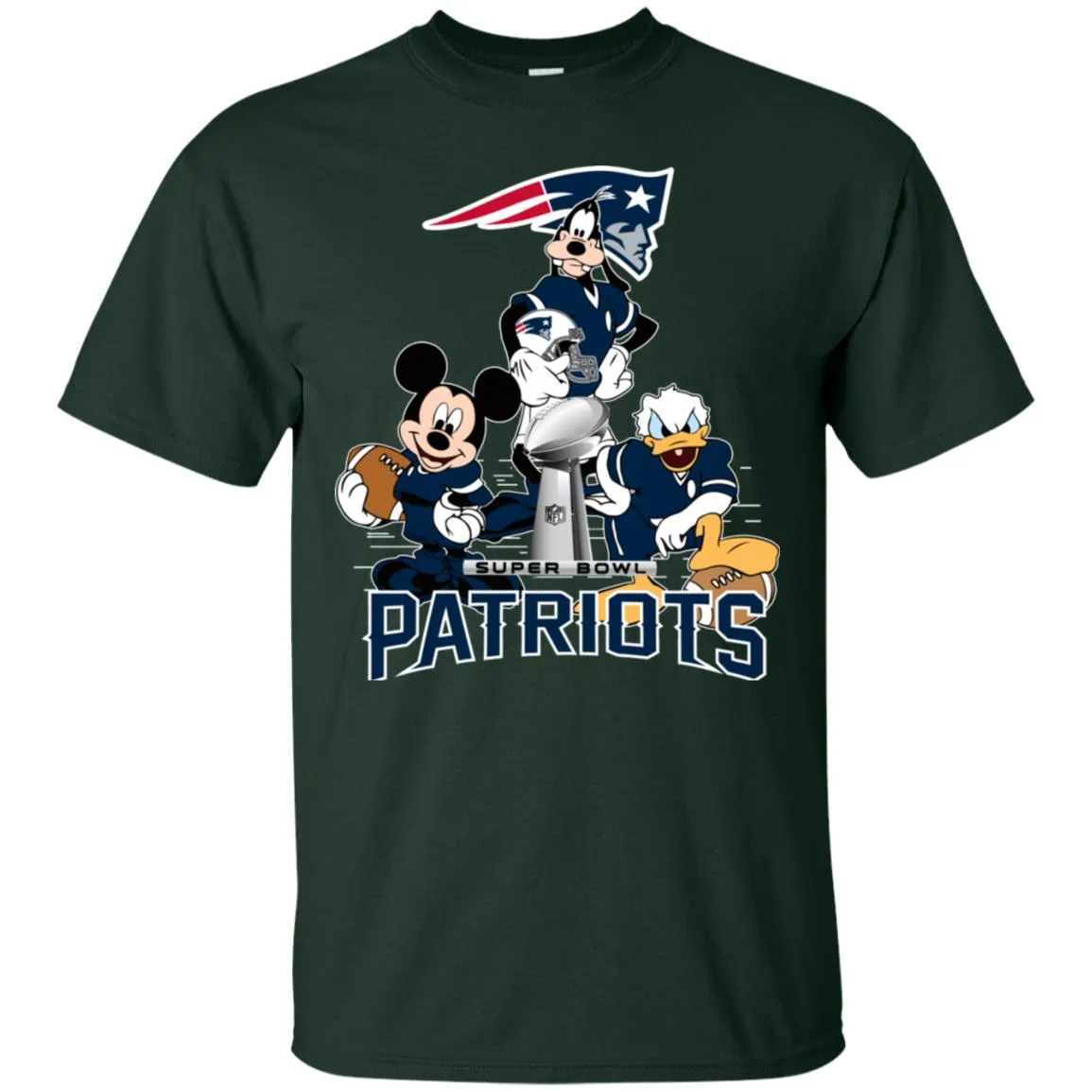 Nfl - New England Patriots Donald Duck Goofy Mickey Mouse Super Bowl 2019 Football Men Cotton T-Shirt