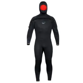 Open Box Bare 8/7mm Mens Velocity Hooded Semi Dry Wetsuit -Black-Large