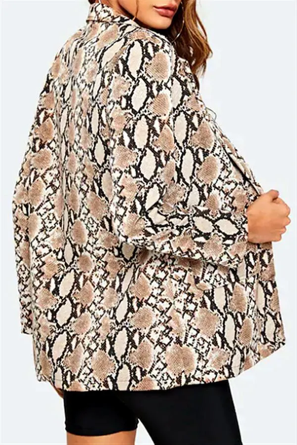 Open Front Snake Print Blazer