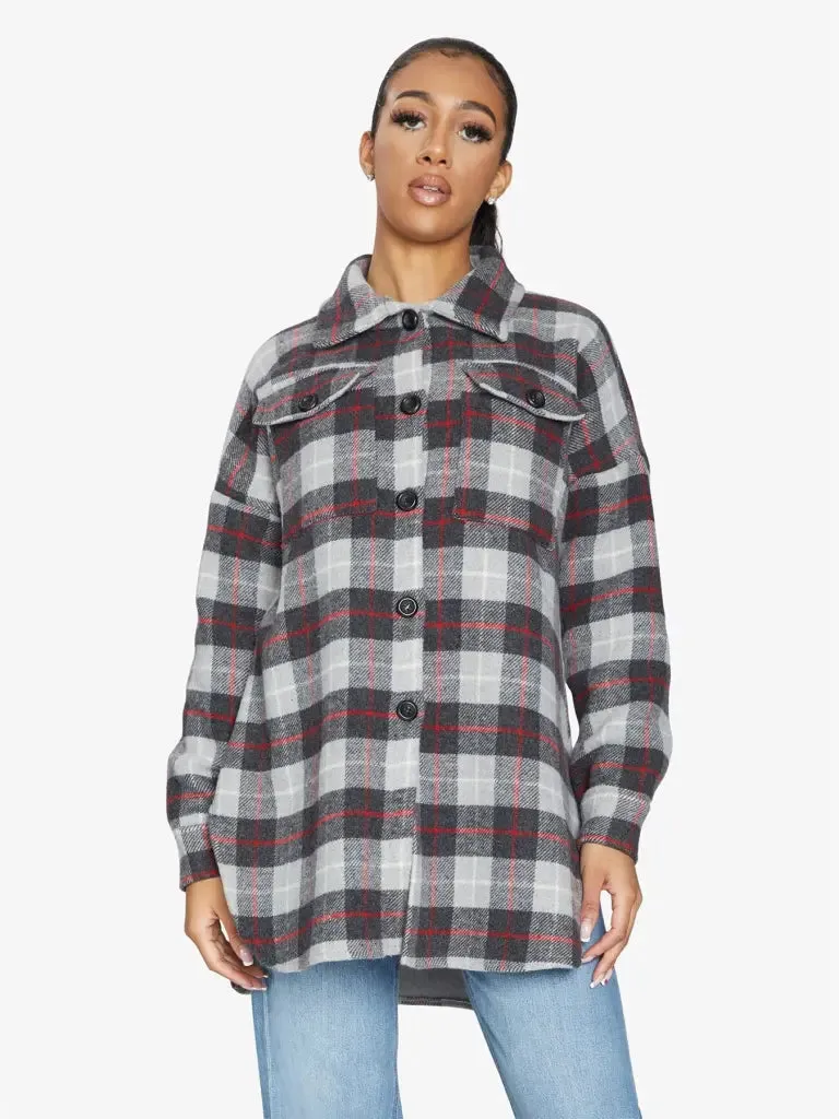 Oversized Nova Check Wool Blend Shacket