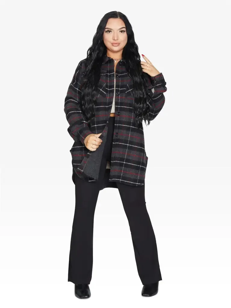 Oversized Nova Check Wool Blend Shacket