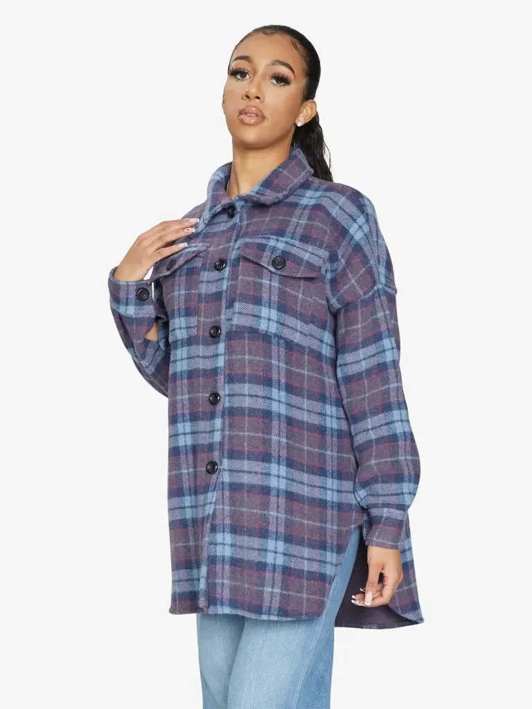 Oversized Nova Check Wool Blend Shacket