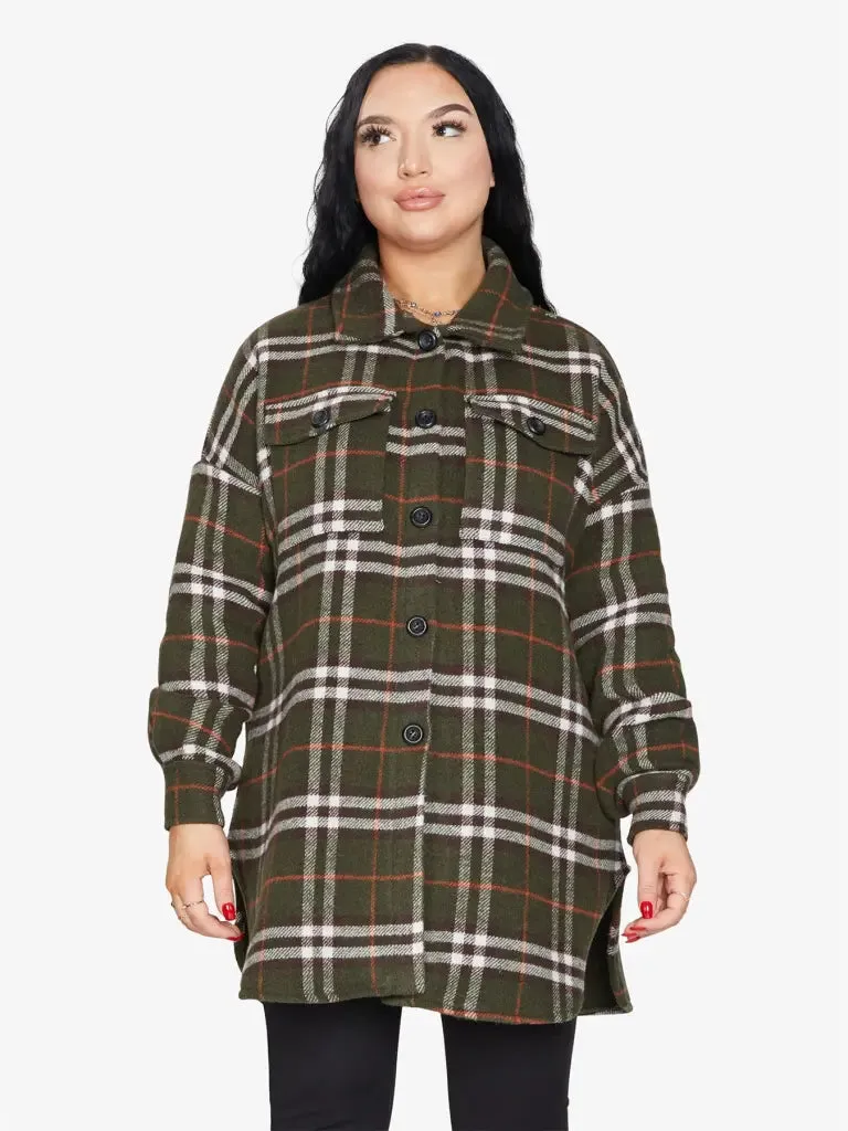 Oversized Nova Check Wool Blend Shacket