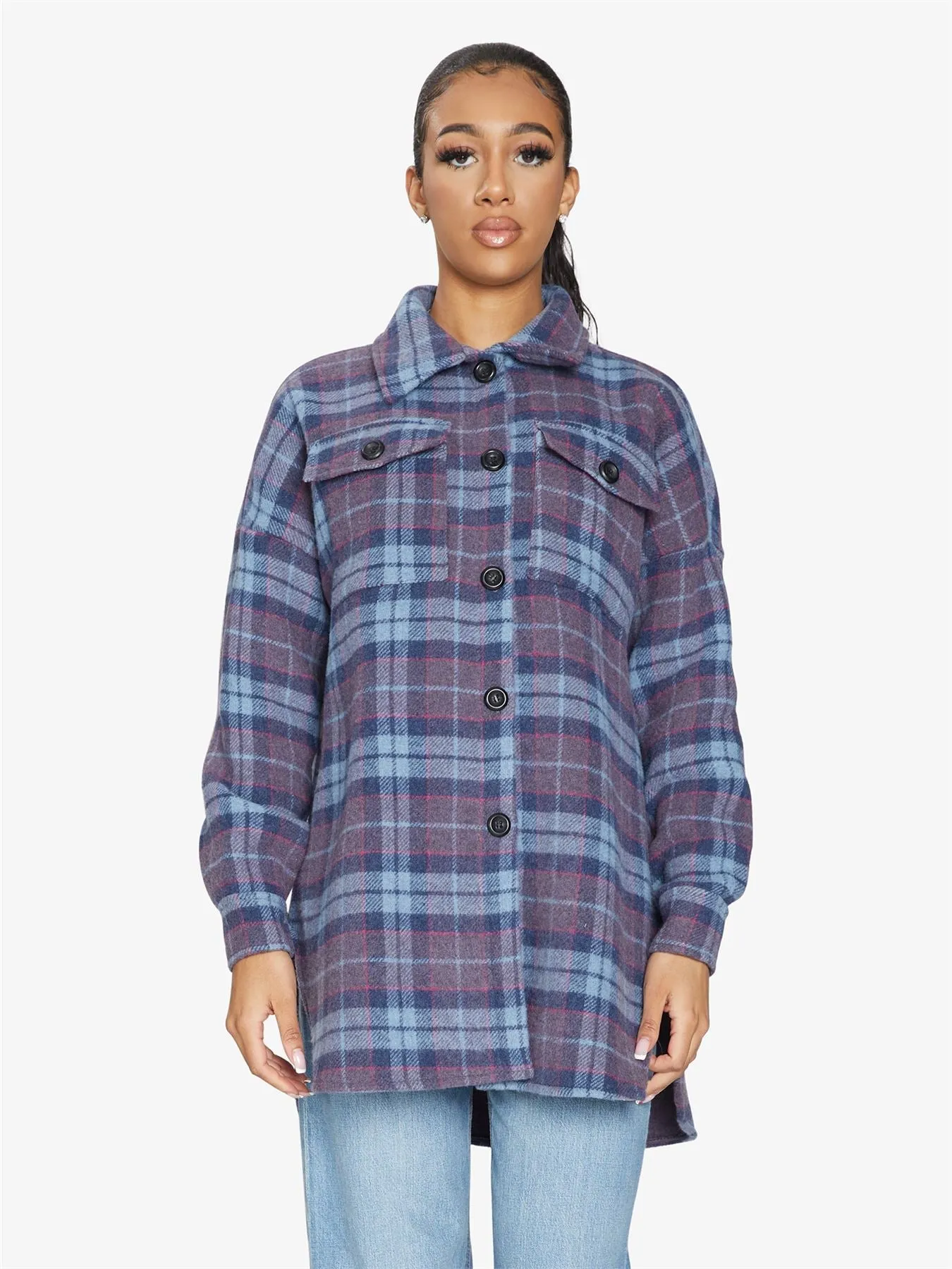 Oversized Nova Check Wool Blend Shacket