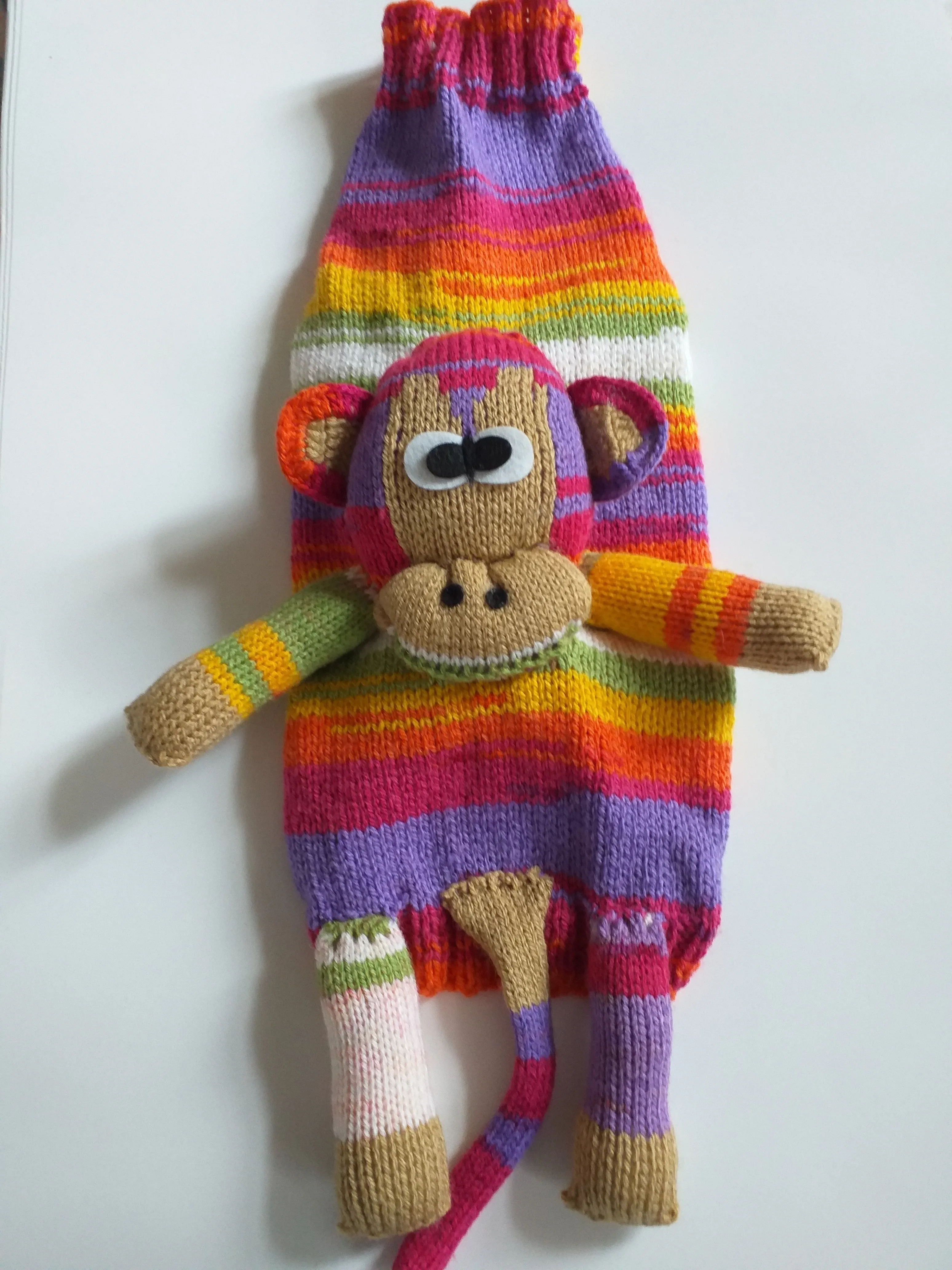 Pet clothes costume with toy monkey, dog sweater monkey, jumper for dachshund monkey