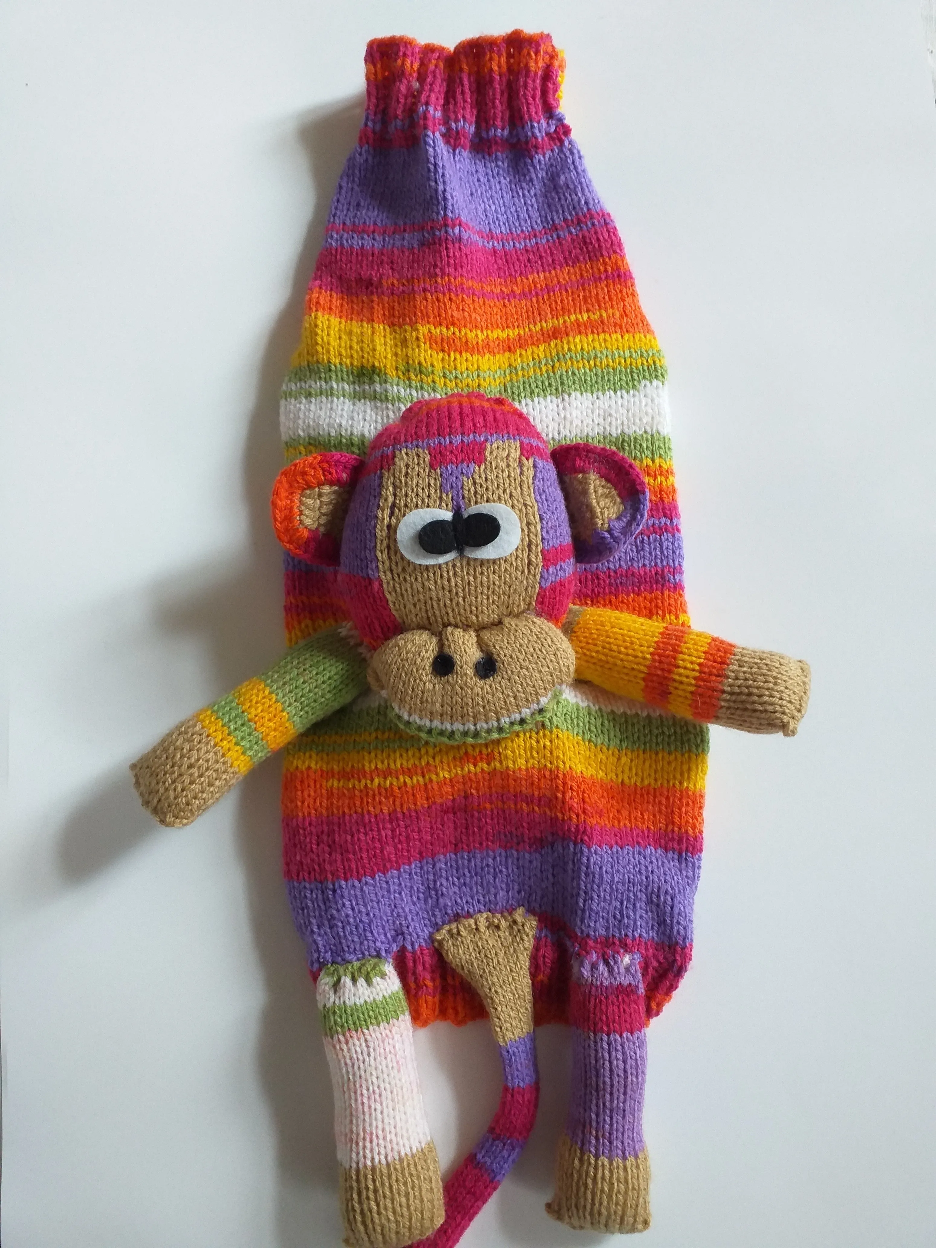 Pet clothes costume with toy monkey, dog sweater monkey, jumper for dachshund monkey