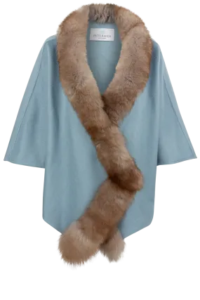 Pinto Ranch Cashmere & Fox Fur Cape - Baby Blue