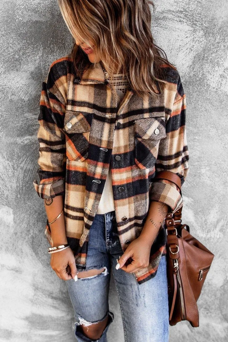 Plaid Button Down Flannel Jacket