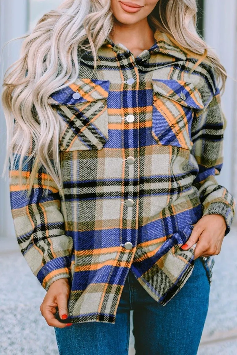 Plaid Button Down Flannel Jacket