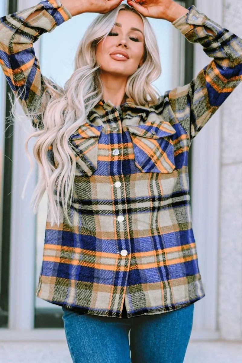 Plaid Button Down Flannel Jacket