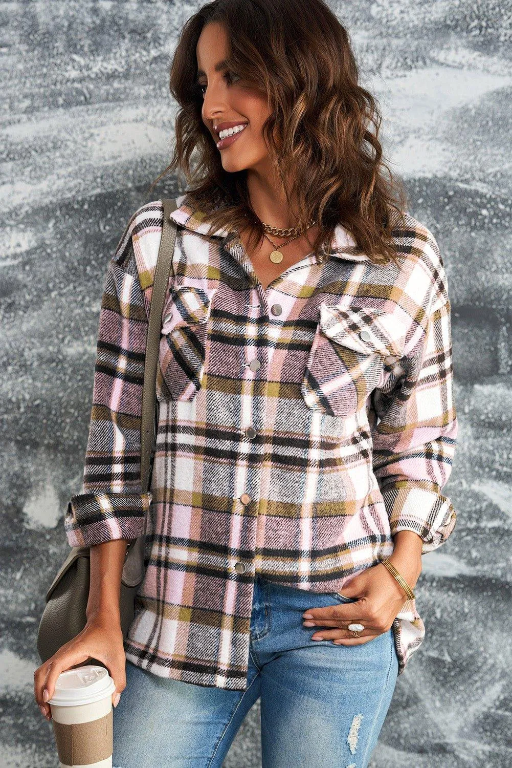 Plaid Button Down Flannel Jacket