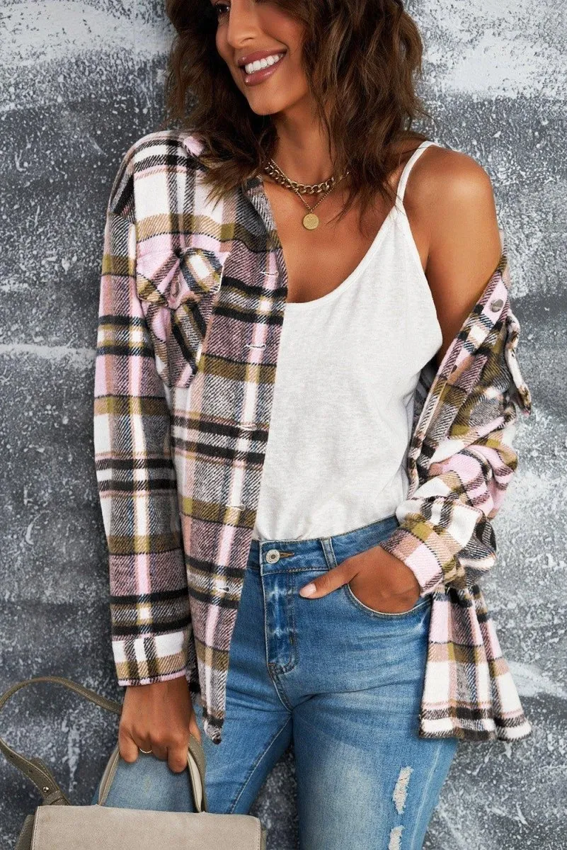 Plaid Button Down Flannel Jacket