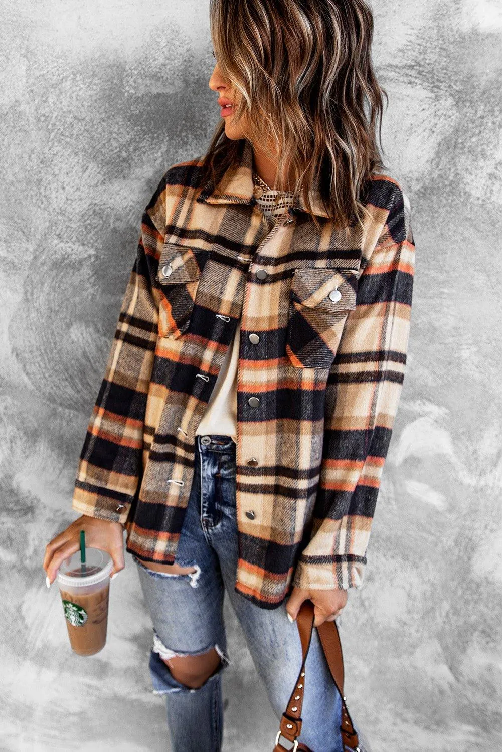 Plaid Button Down Flannel Jacket