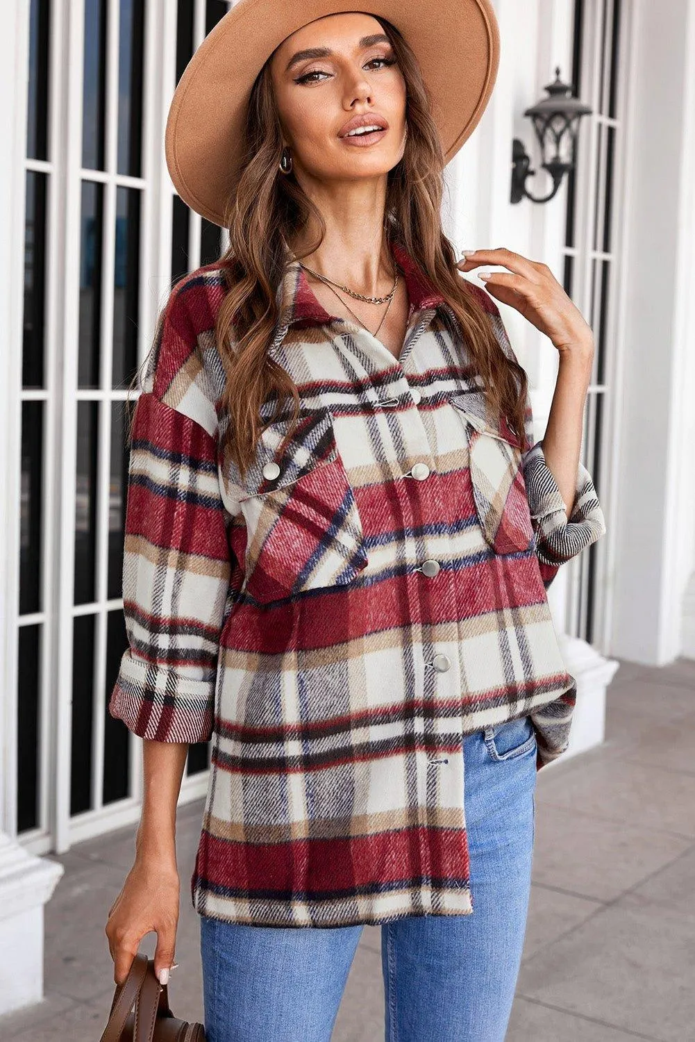 Plaid Button Down Flannel Jacket