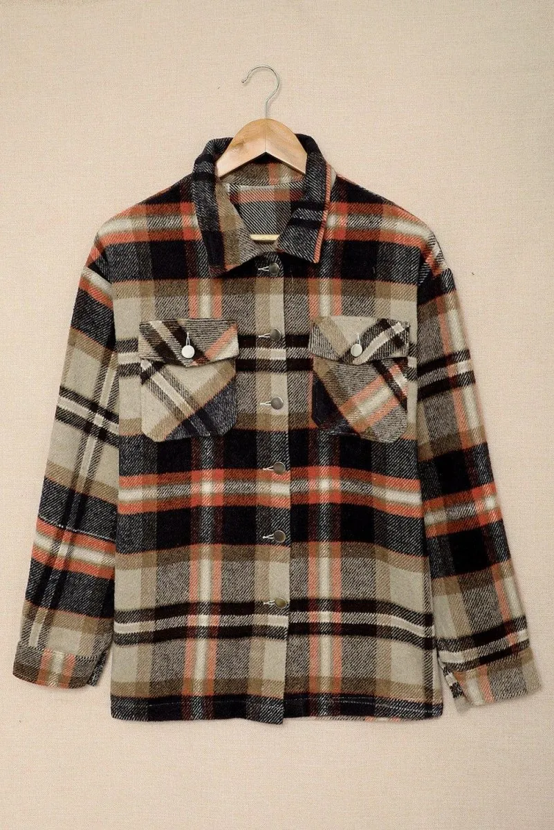 Plaid Button Down Flannel Jacket