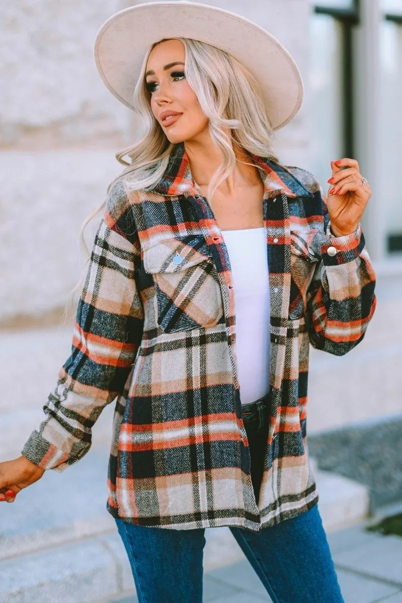 Plaid Button Down Flannel Jacket