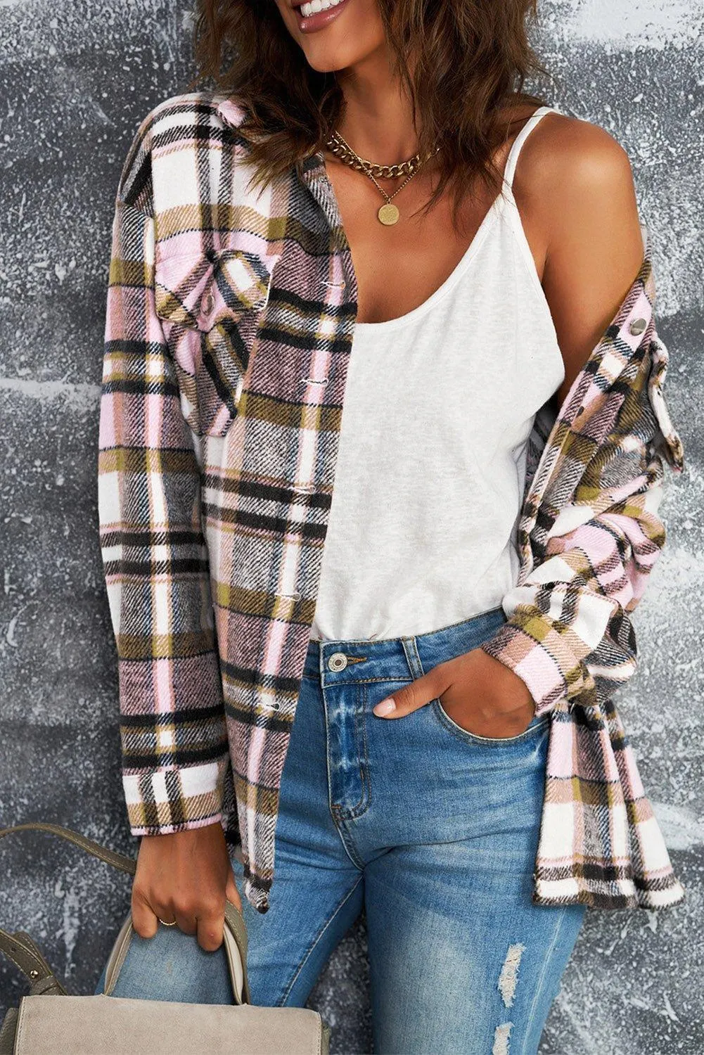 Plaid Button Down Flannel Jacket