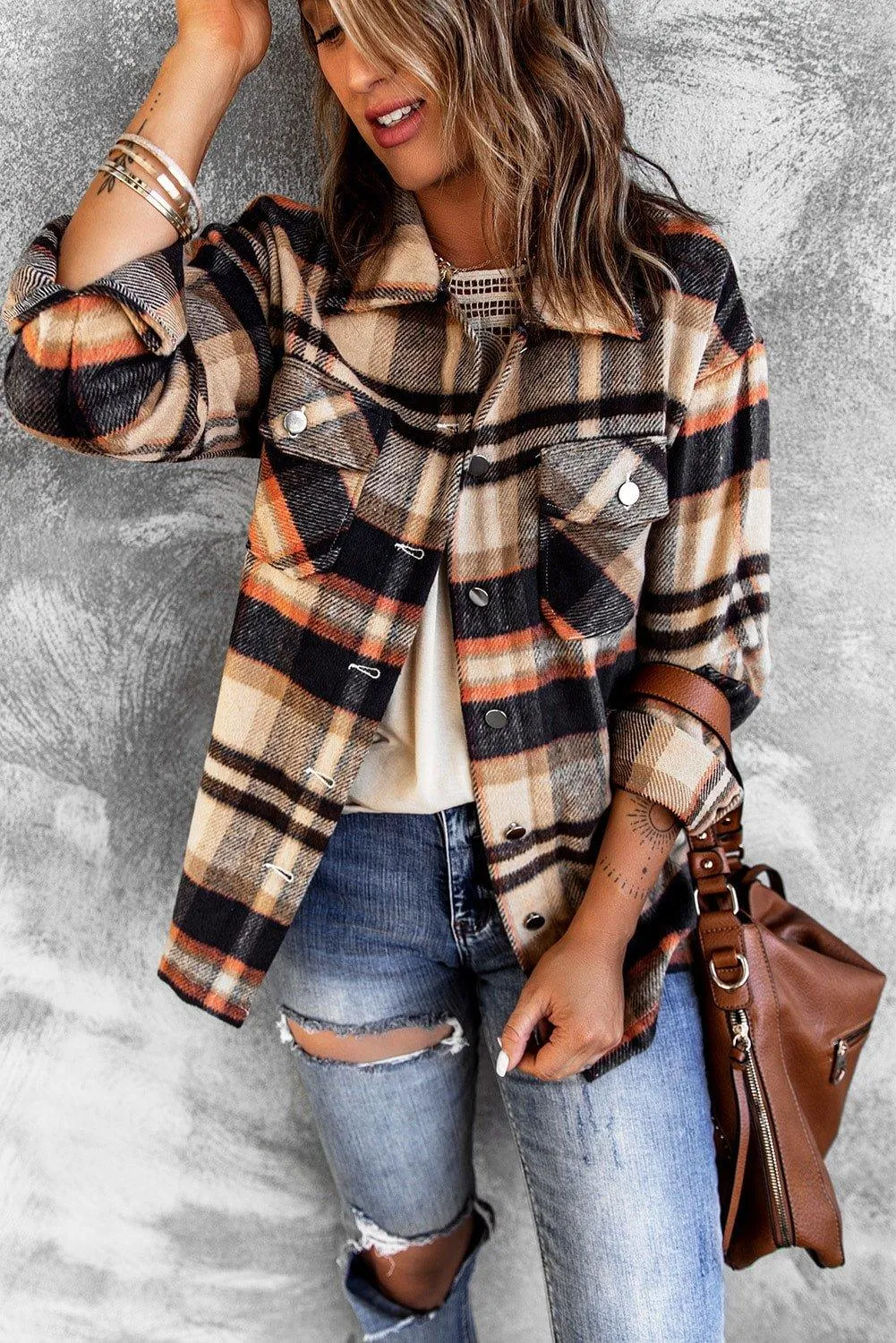 Plaid Button Down Flannel Jacket