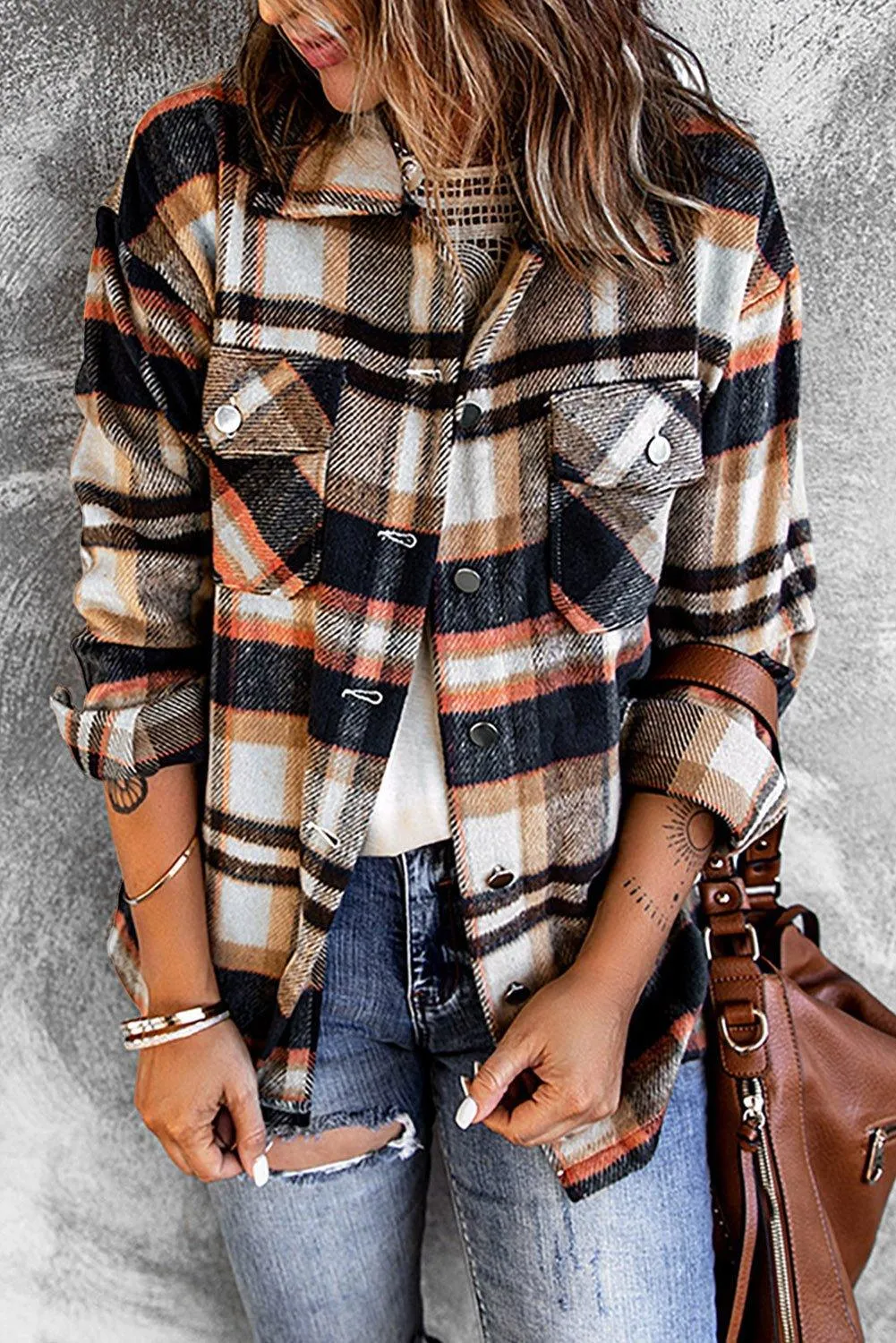 Plaid Button Down Flannel Jacket