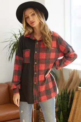 Plaid Colorblock Shacket