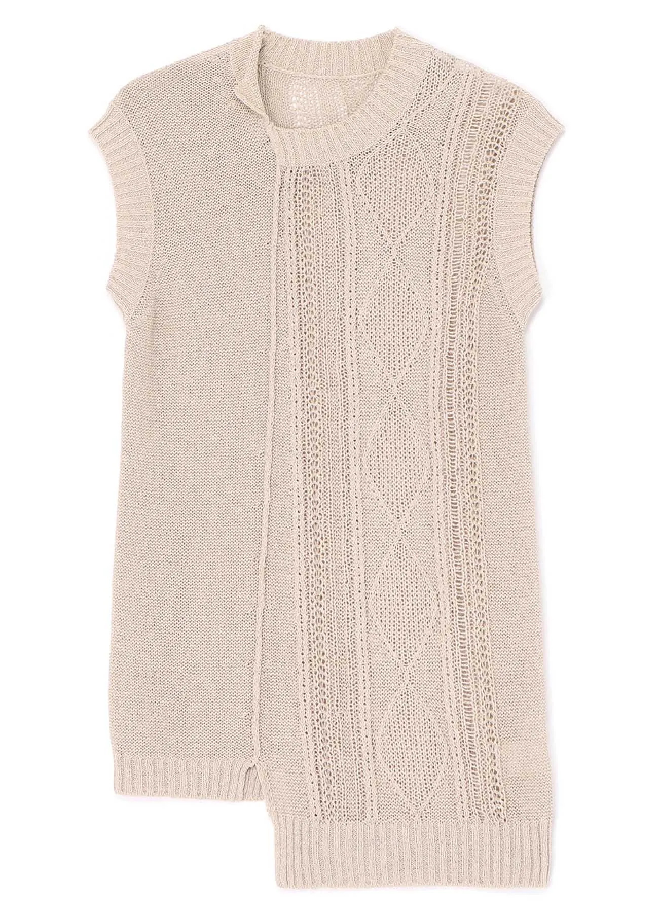 PLAIN STITCH x CABLE KNIT SLEEVELESS PULLOVER